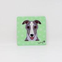 Mulberry Studios Pet Coaster - Dog - Greyhound in Bright Green