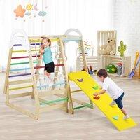 Costway Multi-functional Kids Climbing Toy w/ Slide & Climbing Net Playset