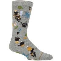 Heat Holders Men's Cosy Fleece-Lined Hobby Socks | Novelty Fluffy Thermal Socks in Light Grey | Size: 6-11
