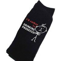 60 SECOND MAKEOVER Men's Rather Be Drinking Prosecco Black Calf Socks