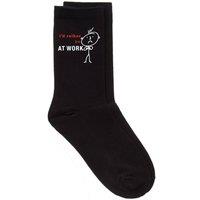 60 SECOND MAKEOVER Men's I'd Rather Be At Work Black Calf Socks