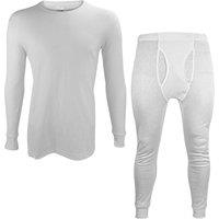 THMO Men's Thermal Underwear Set | Fleece Lined Top & Long Johns Set in White | Size: XL