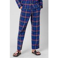 Enorsia Men's Blue Woven Check Pyjamas Bottoms | Size: 40
