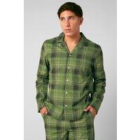 Enorsia Men's Green Check Printed Nightwear Shirt | Size: Small