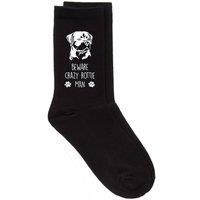 60 SECOND MAKEOVER Men's Beware Crazy Rottie Man Socks in Black