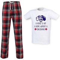 60 SECOND MAKEOVER Men's A House Is Not A Home Without A Dachshund Tartan Trouser Pyjamas Set | Size: Large