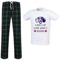 60 SECOND MAKEOVER Men's A House Is Not A Home Without A Dachshund Tartan Trouser Pyjamas Set in Green | Size: Medium