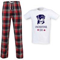 60 SECOND MAKEOVER Men's Rottie Unconditional Love Tartan Trouser Pyjamas in Red | Size: Large