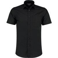 Kustom Kit Men's Poplin Short-Sleeved Shirt in Black | Size: 17 inches