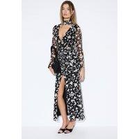 MissPap Women's Spot Print Mesh Scarf Dress in Black | Size: 14