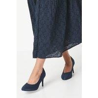 Good For the Sole Women's : Wide Fit Elsa Almond Toe Stiletto Heel Court Shoes in Navy | Size: 7