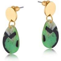 BIG METAL LONDON Women's ISOLA DROP METAL & RESIN EARRING in Green | Size: 3 cm