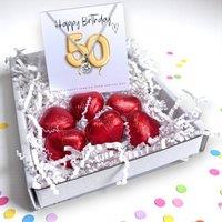 Aye Do Gifts Women's 50th Birthday Cubic Zirconia Necklace Gold Balloon Mini Gift Hamper in Silver | Size: 16 inches
