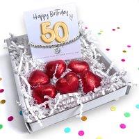 Aye Do Gifts Women's 50th Birthday Cubic Zirconia Bracelet Gold Balloon Mini Gift Hamper in Silver