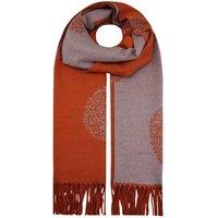 Vellin Women's Reversible Tree Patterned Scarf with Fringe in Orange