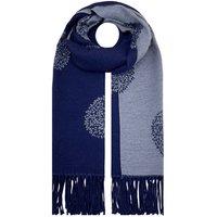 Vellin Women's Reversible Tree Patterned Scarf with Fringe in Navy