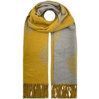 Vellin Women's Reversible Tree Patterned Scarf with Fringe in Yellow