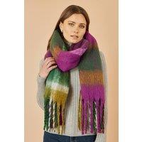 Yumi Women's Multi-coloured Check Soft Scarf