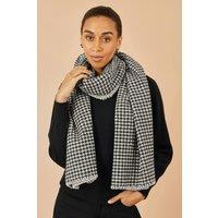 Yumi Women's Multi-Coloured Dog Tooth Scarf With Stitch Detail