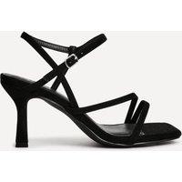 Linzi Women's Nicole Black Faux Suede Strappy Heels | Size: 3-Standard Fit