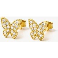 MUCHV Women's Gold Large Butterfly Earrings With Pave Stones