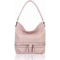 Fontanella Fashion Women's Velistra PU Leather Carry All Shoulder Bag With Detachable Strap in Light Pink