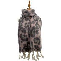 Vellin Women's Leopard Pattern Soft Touch Scarf with Twisted Fringe in Pink