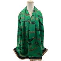 Vellin Women's Reversible Feather-Pattern Jacquard Scarf with Soft Drape in Green