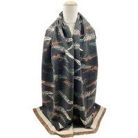 Vellin Women's Reversible Feather-Pattern Jacquard Scarf with Soft Drape in Grey
