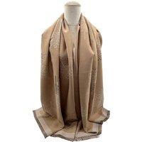 Vellin Women's Women's Elegant Tree Motif Scarf with Contrast Border & Fringe in Khaki
