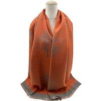 Vellin Women's Women's Elegant Tree Motif Scarf with Contrast Border & Fringe in Orange