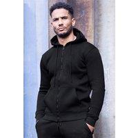 Enzo Men's Regular Fit Zip Up Hoodie in Black | Size: Large