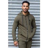 Enzo Men's Regular Fit Zip Up Hoodie in Khaki | Size: 2XL