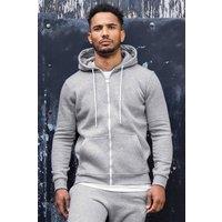 Enzo Men's Regular Fit Zip Up Hoodie in Grey | Size: Medium
