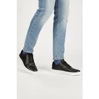 Silver Street London Men's Spinney Casual Lace Up Leather Trainers in Black | Size: 12