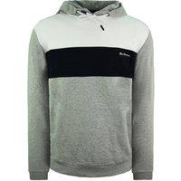Ben Sherman Men's Striped Panelled Hoody Pullover Jumper in Grey | Size: Small