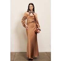 TFNC London Women's Vivian Mocha Maxi Dress in Light Brown | Size: 10