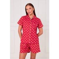 ELAINA FASHION Women's Cotton Printed Shorts PJ Set in Red | Size: Medium