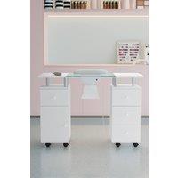 H&O Direct Mobile Manicure Table with Built-in Dust Collector & Drawers in White