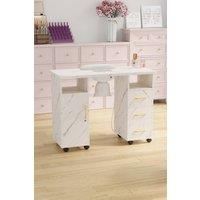 H&O Direct Manicure Table with Electric Dust Extractor in White