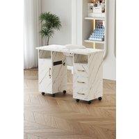 SHEONLY Professional Mobile Manicure Table with Built-in Dust Collector in White