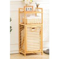 Living and Home 3-tier Bamboo Laundry Hamper Basket Bathroom Basket with Liner Bag in Brown