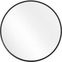 Living and Home Modern Round Wall Mirror with Metal Frame Minimalist Decorative Mirror for Living Room, Bedroom in Black | Size: Medium