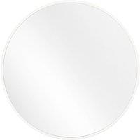 Living and Home Modern Round Wall Mirror with Metal Frame Minimalist Decorative Mirror for Living Room, Bedroom in White | Size: Medium