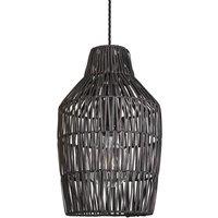 Industville Boho Rattan Ceiling Pendant Light - 11 Inch - Vase in Black | Size: Medium