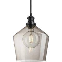 Industville Brooklyn Smoked Glass Schoolhouse Pendant Light - 10 Inch - Mocha in Black | Size: 10 inches
