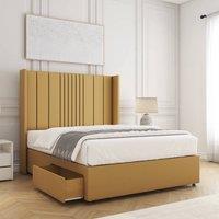 BSSPOKE Charlotte Divan Bed Set Plush 54Headboard 2Drawers Footend & Mattress in Mustard | Size: Super King