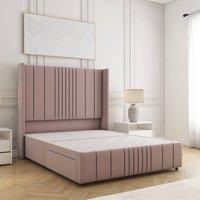 BSSPOKE Elise Divan Bed Plush Velvet 54Headboard & No Mattress No Drawers in Pink | Size: King