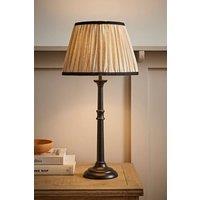 ValueLights Clara Candlestick Table Lamp with Linen Pleated Lamp Shade in Black