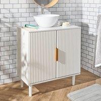 OHS Ribbed Undersink Bathroom Cabinet MDF Storage Organiser in Cream